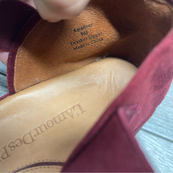 L'Amour Des Pieds Womens Amadour Platform Wedge Sandals Burgundy Suede  9M - Picture 8 of 10